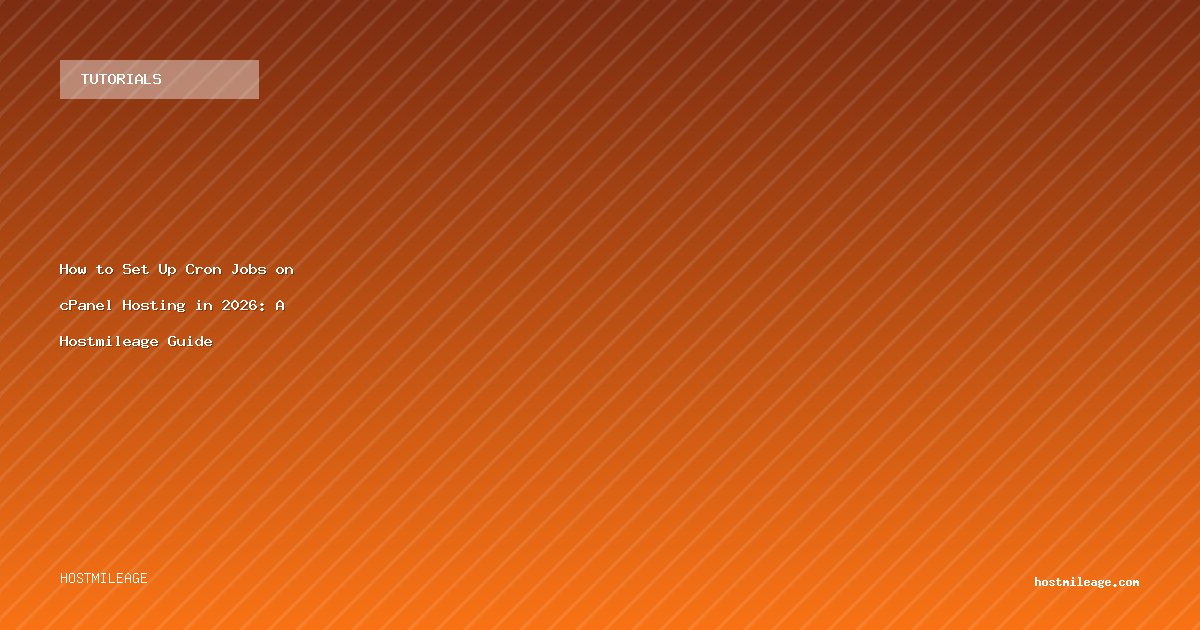 How to Set Up Cron Jobs on cPanel Hosting in 2026: A Hostmileage Guide
